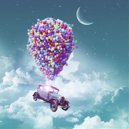 balloons flying car sky dreams