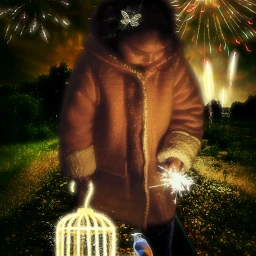 wapsparklers clipart fireworks girl birdcage
